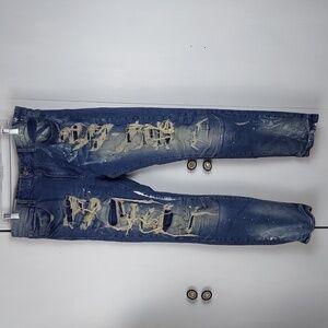 Smoke Rise DENIM Mens Distressed BLUE Denim jeans Sz.36 X 32